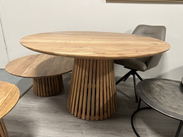 Esstisch Naturholz rund, Tisch Naturholz - Massivholz, runder Tisch Tischplatte Massivholz, Durchmesser 130 cm