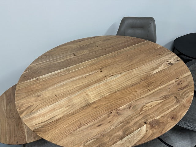 Esstisch Naturholz rund, Tisch Naturholz - Massivholz, runder Tisch Tischplatte Massivholz, Durchmesser 120 cm