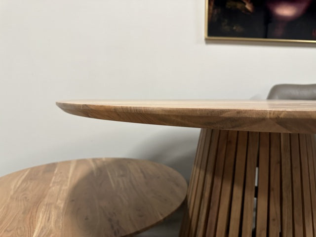 Esstisch Naturholz rund, Tisch Naturholz - Massivholz, runder Tisch Tischplatte Massivholz, Durchmesser 130 cm