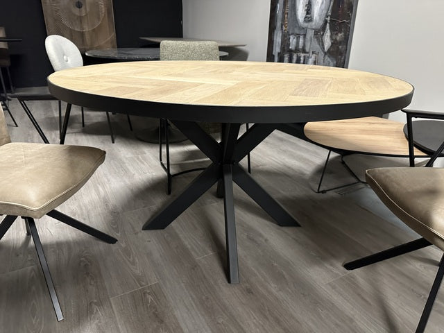 Runder Tisch Fischgrätmuster, Tisch rund Fischgrätmuster, Durchmesser 100 cm