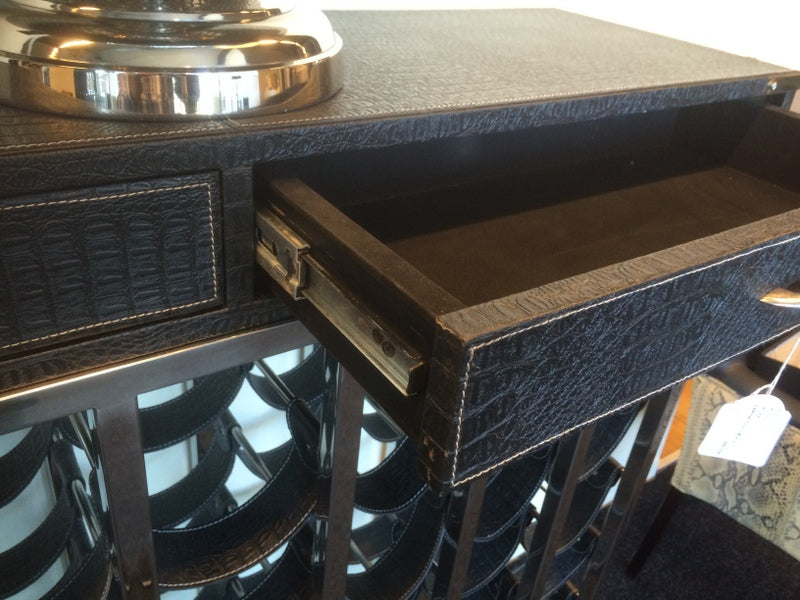 Weinregal Metall & Leder