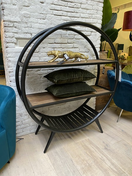 Regal rund, rundes Regal schwarz, Metallregal schwarz rund, Durchmesser 115 cm