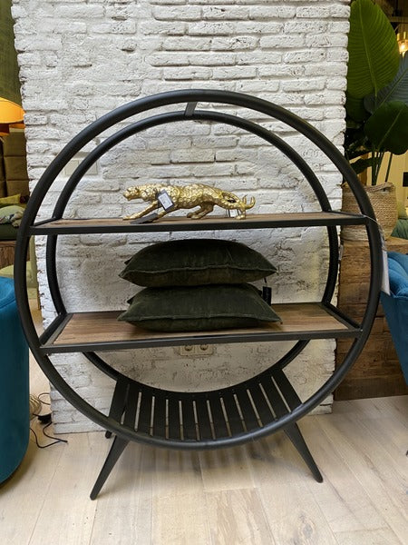 Regal rund, rundes Regal schwarz, Metallregal schwarz rund, Durchmesser 115 cm