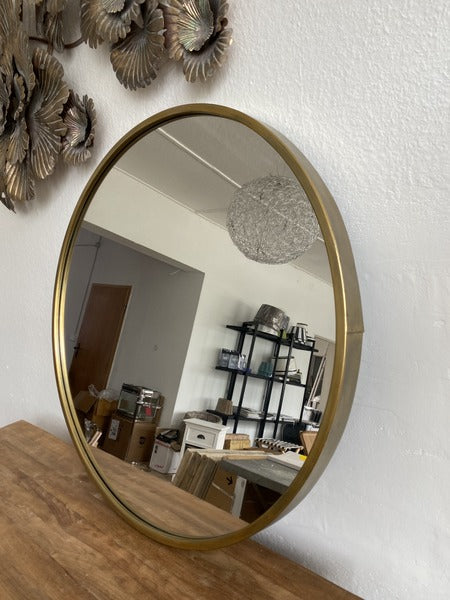 Spiegel rund Farbe Bronze, Wandspiegel rund Gold-Antik, Durchmesser 80 cm