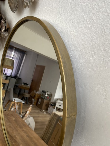 Spiegel rund Farbe Bronze, Wandspiegel rund Gold-Antik, Durchmesser 80 cm