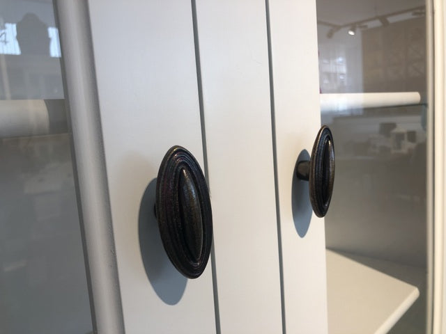 Vitrinen weiß Landhausstil,  Wohnzimmerschrank weiß Landhaus, Buffetschrank weiß, Breite 230 cm