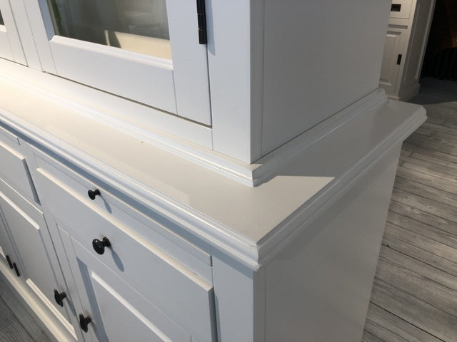 Vitrinen weiß Landhausstil,  Wohnzimmerschrank weiß Landhaus, Buffetschrank weiß, Breite 230 cm