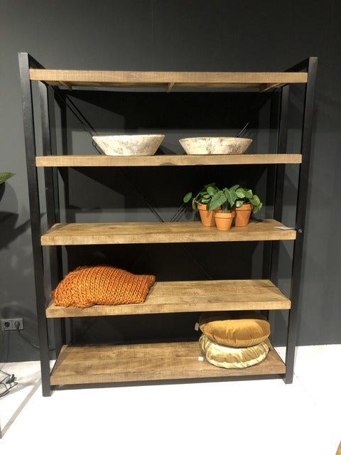 Regal Industriedesign,  Bücherregal Metall Holz, Breite 160 cm