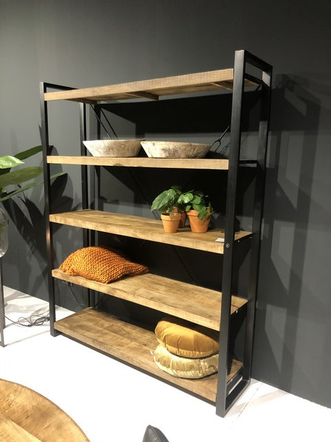 Regal Industriedesign,  Bücherregal Metall Holz, Breite 160 cm