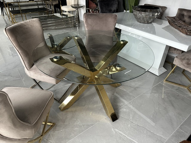 Glastisch Rund Gold