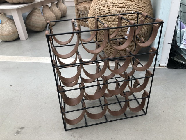 Weinregal Metall Kunstleder, Höhe 54 cm