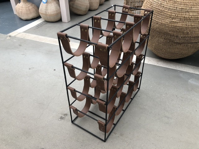 Weinregal Metall Kunstleder, Höhe 54 cm