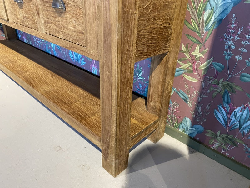 Konsole Teakholz, Anrichte Massivholz, Wandtisch Holz, Breite 200 cm