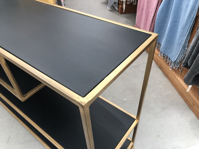 Konsole schwarz-Gold Metall, Wandkonsole schwarz, Wandtisch Gold Metall, Breite 140 cm