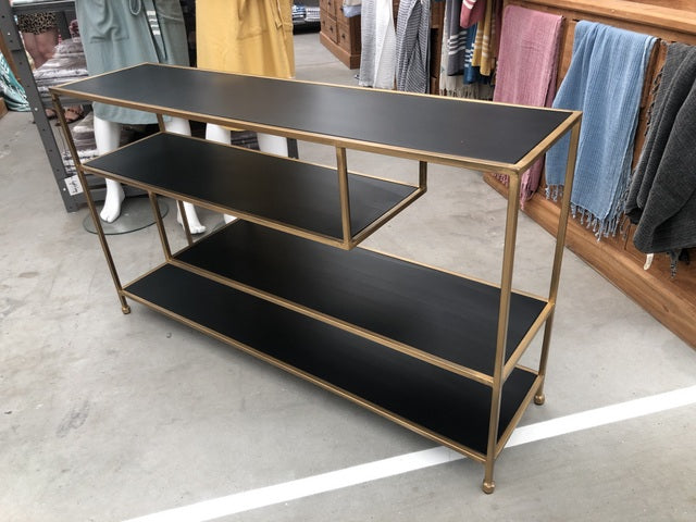 Konsole schwarz-Gold Metall, Wandkonsole schwarz, Wandtisch Gold Metall, Breite 140 cm