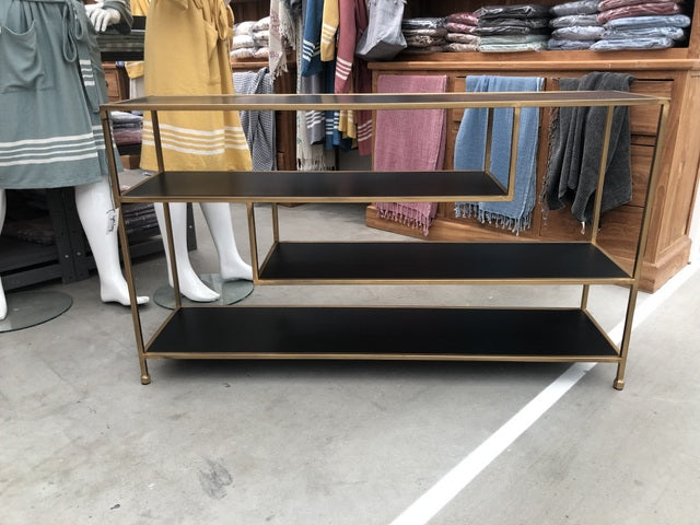 Konsole schwarz-Gold Metall, Wandkonsole schwarz, Wandtisch Gold Metall, Breite 140 cm