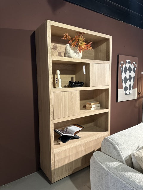 Schrank modern Farbe Naturholz, Schrank Naturholz mit vier Türen, Wohnzimmerschrank Naturholz, Breite 120 cm