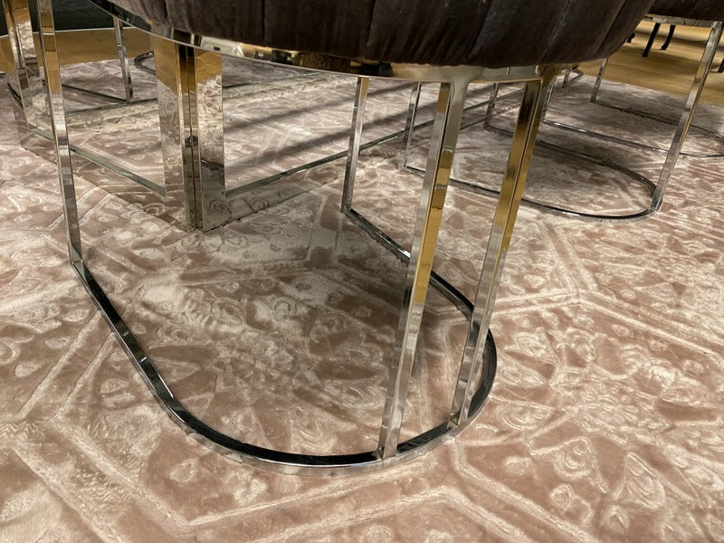 Stuhl grau-Silber, Stuhl verchromtes Gestell