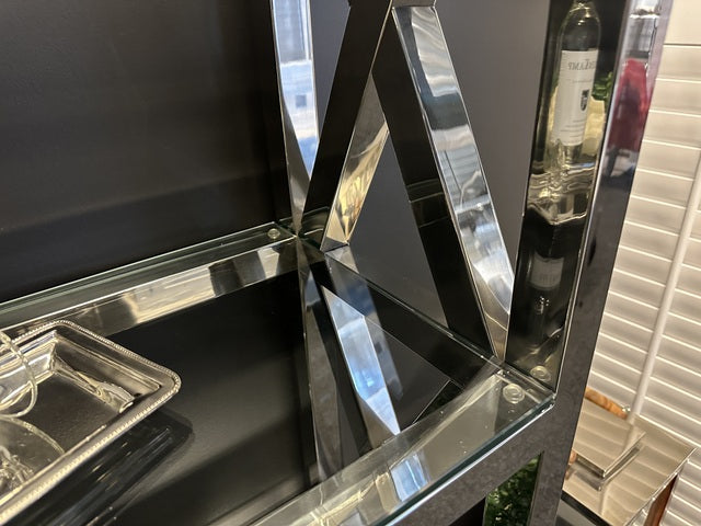 Bücherregal Silber, Metall Regal Silber, Regal Glas-Metall Farbe Silber, Breite 122 cm