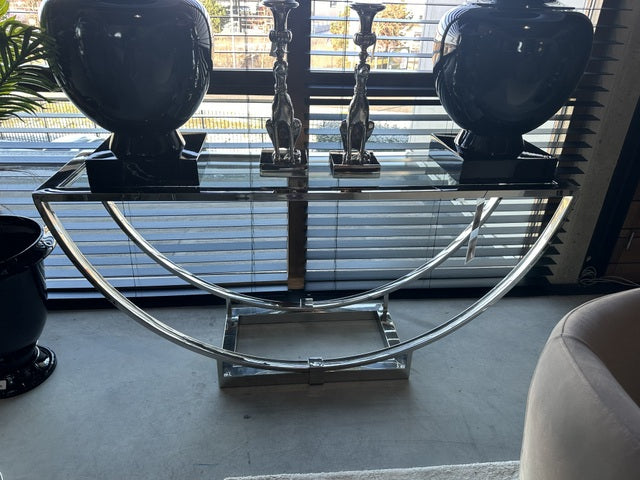 Konsole Silber, Glas Wandtisch Silber, Ablagetisch Gold, Breite 160 cm