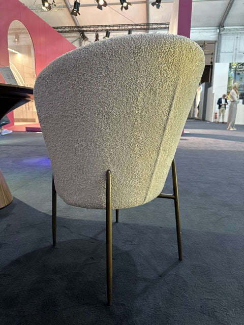 Sessel weiß Boucle-Stoff, Sessel gepolstert weiß