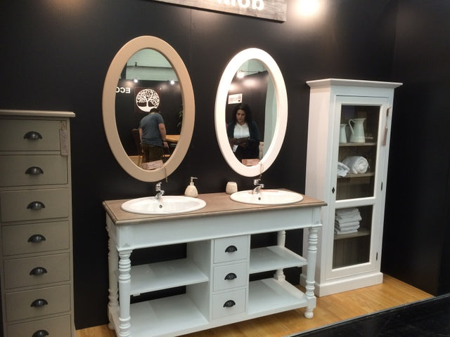 Vitrine weiß Massivholz, Badezimmerschrank im Landhausstil