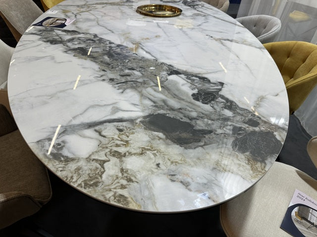 Esstisch Marmoroptik, ovaler Konferenztisch Tischplatte Glas Keramik, Tisch oval Keramik Beschichtung, Breite 320 cm