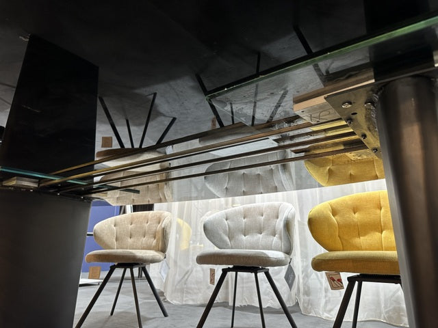 Esstisch Marmoroptik, ovaler Konferenztisch Tischplatte Glas Keramik, Tisch oval Keramik Beschichtung, Breite 320 cm