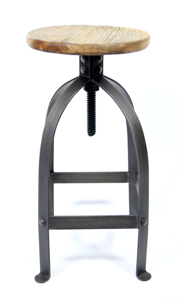 Barhocker im Industrielook aus Metall und Massivholz, Hocker im Industriedesign, Sitzhöhe ca. 48-75 cm