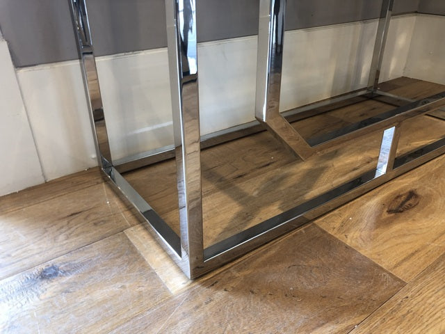Regal verchromt Glas Metall, Bücherregal Metall Silber, Metall Regal Silber,  Breite 100 cm