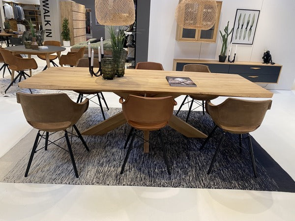 Esstisch massiv Eiche, Tisch Gestell aus Massivholz, Tisch Eiche massiv, Maße 240 x 110 cm