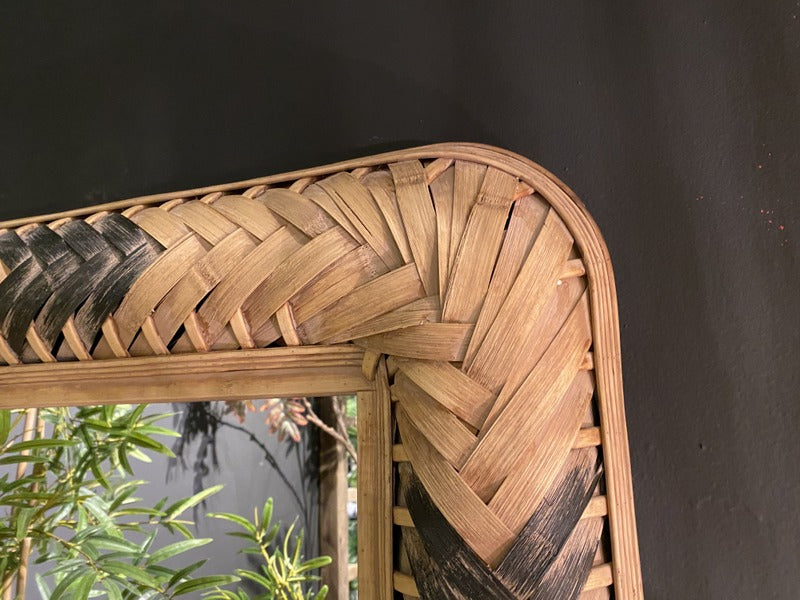 Spiegel Rattan, Wandspiegel Rattan,  Maße 95 x 71 cm