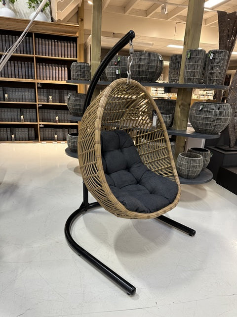 Garten Schaukelkorb Naturbraun, Garten Hängesessel mit Polster