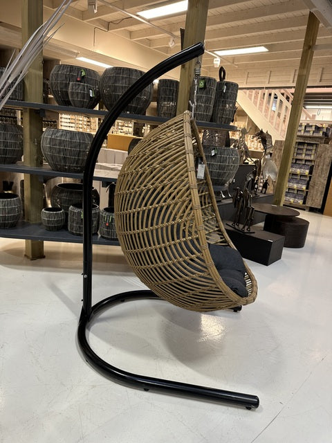 Garten Schaukelkorb Naturbraun, Garten Hängesessel mit Polster