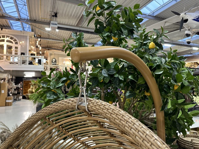 Garten Schaukelkorb rund Naturbraun, Garten Hängesessel rund mit Polster