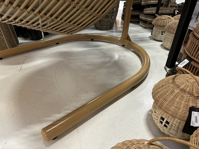 Garten Schaukelkorb rund Naturbraun, Garten Hängesessel rund mit Polster