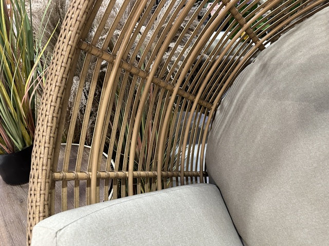 Garten Schaukelkorb rund Naturbraun, Garten Hängesessel rund mit Polster