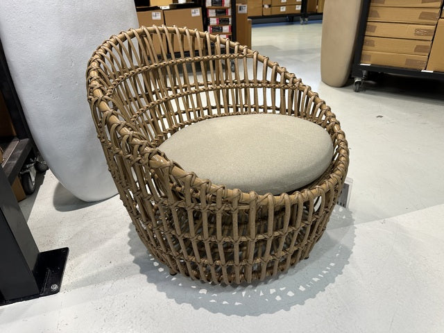 Gartensessel Naturbraun,  runder Gartensessel mit Polster