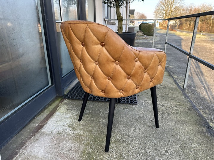 Stuhl Chesterfield cognac, Stuhl cognac Echtleder gepolstert