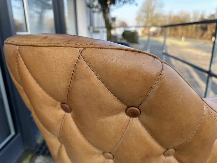 Stuhl Chesterfield cognac, Stuhl cognac Echtleder gepolstert