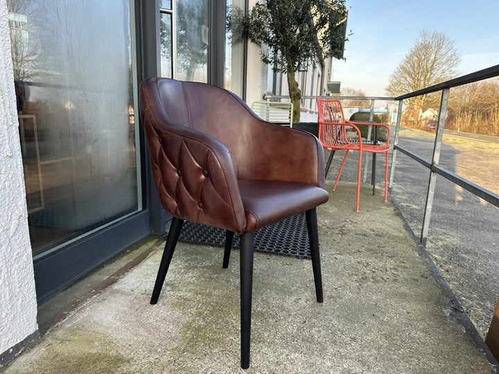 Stuhl Chesterfield braun, Stuhl braun Echtleder gepolstert Chesterfield