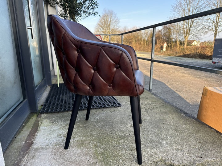 Stuhl Chesterfield braun, Stuhl braun Echtleder gepolstert Chesterfield