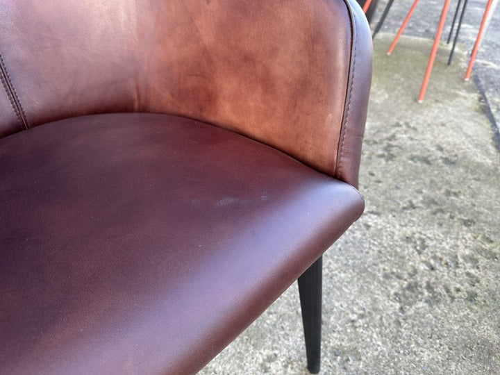 Stuhl Chesterfield braun, Stuhl braun Echtleder gepolstert Chesterfield