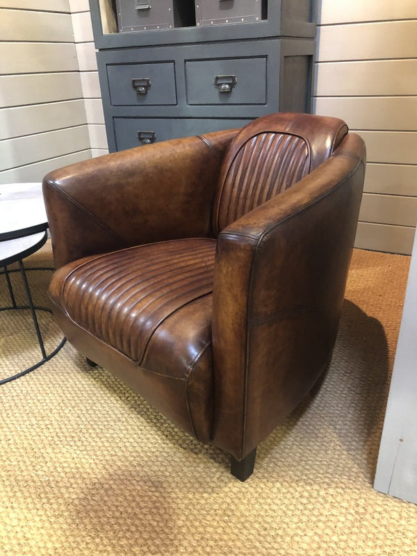 Sessel braun Echtleder, Leder-Sessel Industriedesign braun