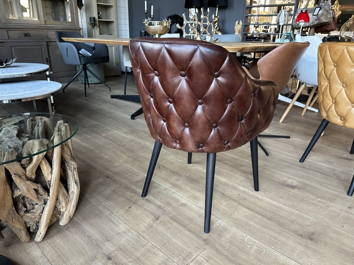 Stuhl Chesterfield braun, Stuhl braun Echtleder gepolstert Chesterfield
