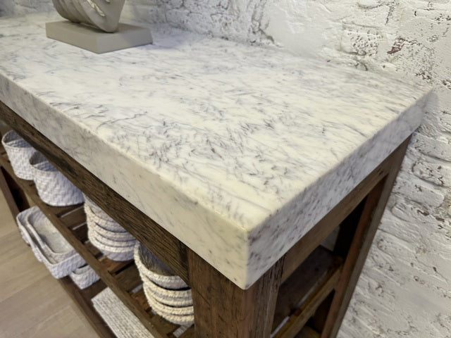 Anrichte Altholz mit Marmorplatte, Konsole Marmor-Altholz, Breite 132cm
