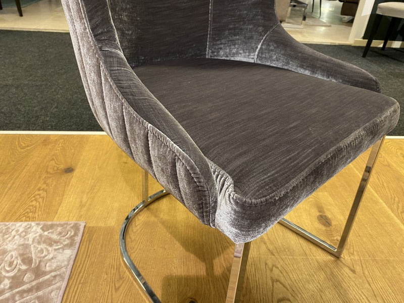 Stuhl grau-Silber, Stuhl verchromtes Gestell