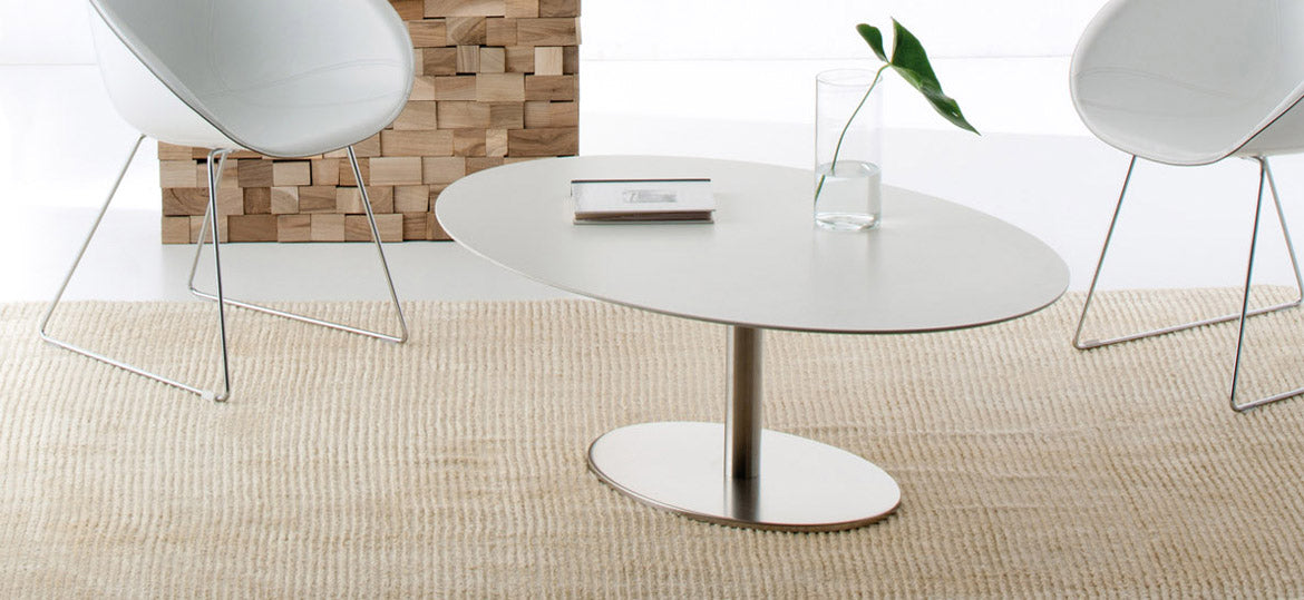 Couchtisch oval weiß, ovaler Tisch weiß, Loungetisch oval weiß, Länge 120 cm