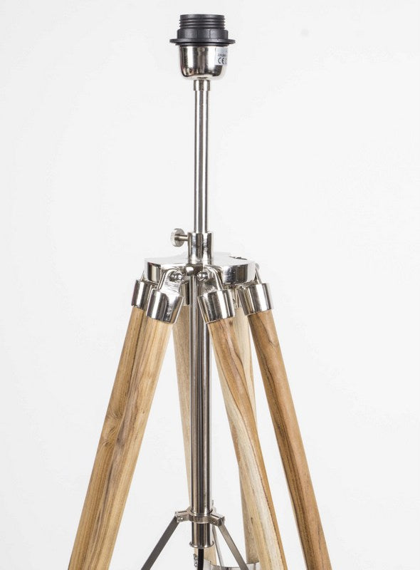 Stehlampe mit Lampenschirm creme, Stehlampe Dreifuß Naturholz