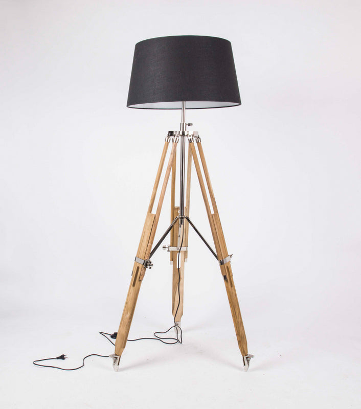 Stehleuchte höhenverstellbar im Landhausstil, Dreibein Stehlampe mit einem Lampenschirm, Höhe 103-200 cm